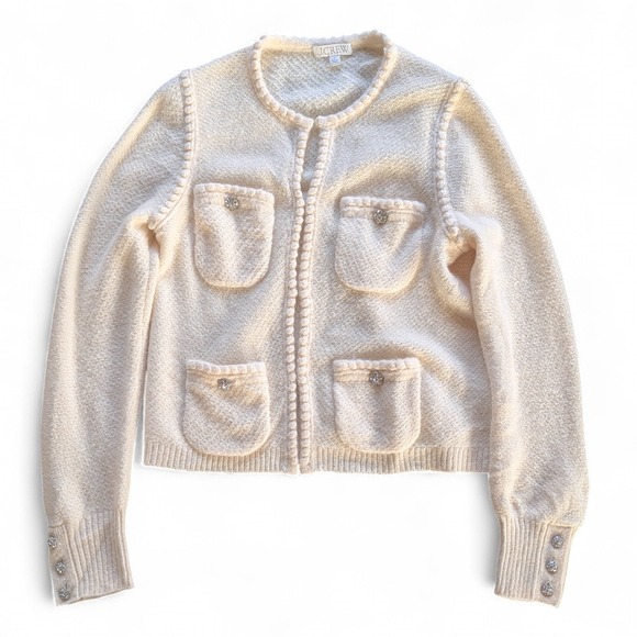 J.Crew Odette Alpaca Blend Jewel Button Lady Jacket Sz M - Picture 3 of 12